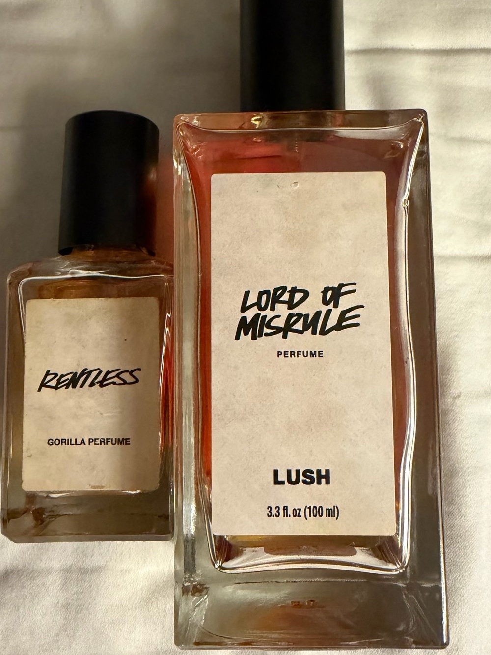Lush Lord of Misrule and Relentless duo — amber and black accents